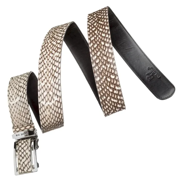 Ремень-автомат SNAKE LEATHER 18167 из натуральной кожи кобры Белый
