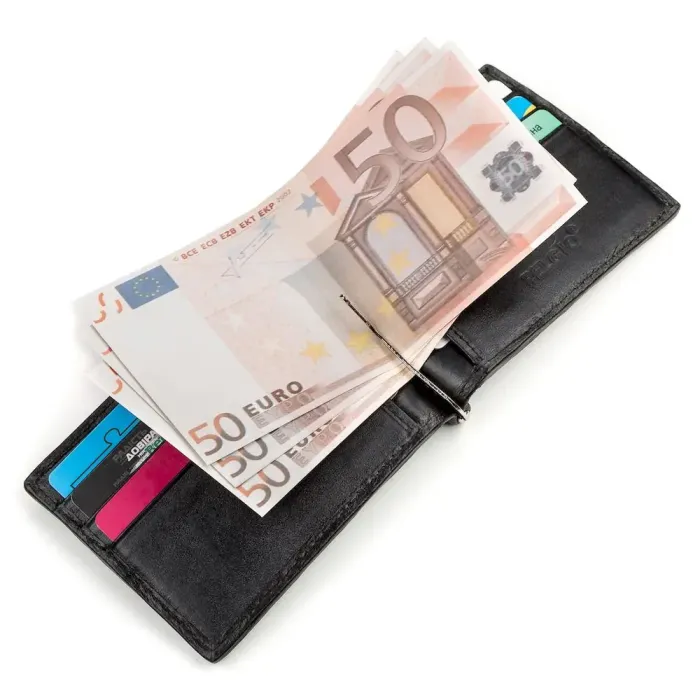 Затискач CROCODILE LEATHER 18169 із натуральної шкіри крокодила Чорний