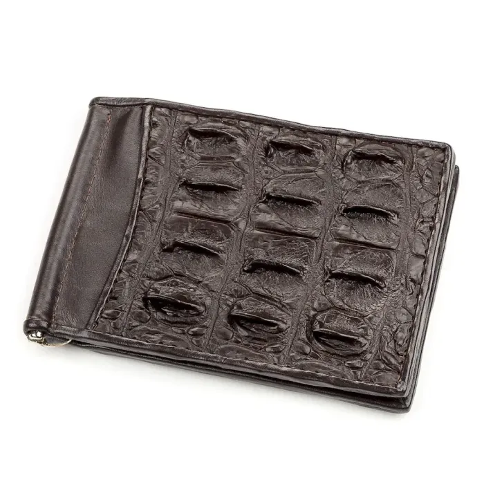 Затискач CROCODILE LEATHER 18170 з натуральної шкіри крокодила Коричневий