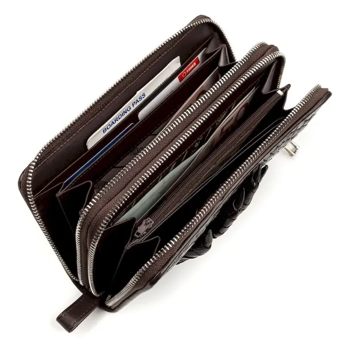 Гаманець-клатч CROCODILE LEATHER 18173 із натуральної шкіри крокодила Коричневий