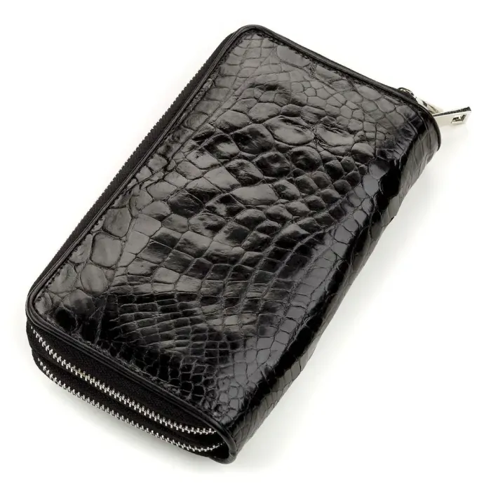Гаманець-клатч CROCODILE LEATHER 18174 із натуральної шкіри крокодила Чорний