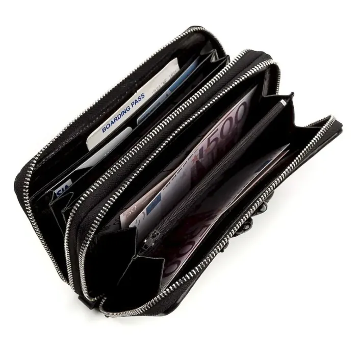 Гаманець-клатч CROCODILE LEATHER 18174 із натуральної шкіри крокодила Чорний