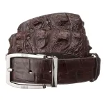 Чоловічий ремень CROCODILE LEATHER 18178 з натуральної шкіри крокодила Коричневий