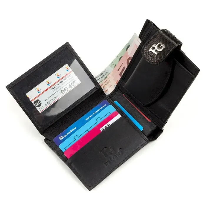 Портмоне SNAKE LEATHER 18184 з натуральної шкіри пітона Чорне