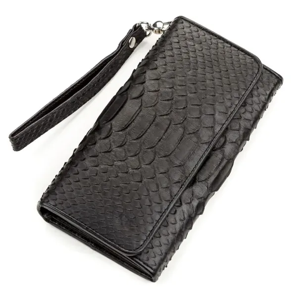 Гаманець жіночий SNAKE LEATHER 18185 із натуральної шкіри пітона Чорний