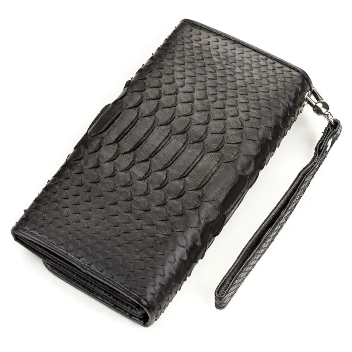 Гаманець жіночий SNAKE LEATHER 18185 із натуральної шкіри пітона Чорний