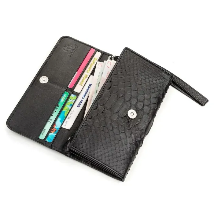 Гаманець жіночий SNAKE LEATHER 18185 із натуральної шкіри пітона Чорний