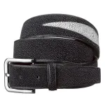 Чоловічий ремень STINGRAY LEATHER 18195 з натуральної шкіри морського ската Чорний