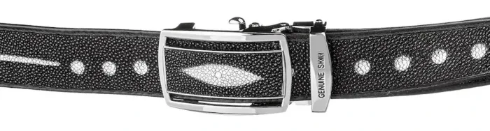 Ремінь-автомат STINGRAY LEATHER 18202 із натуральної шкіри морського ската Чорний