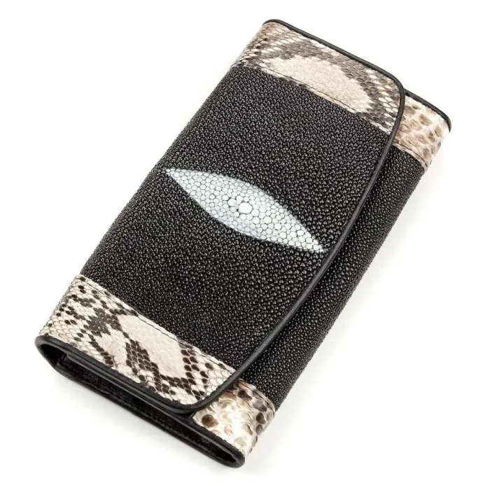 Гаманець жіночий STINGRAY LEATHER 18204 із натуральної шкіри морського ската Чорний