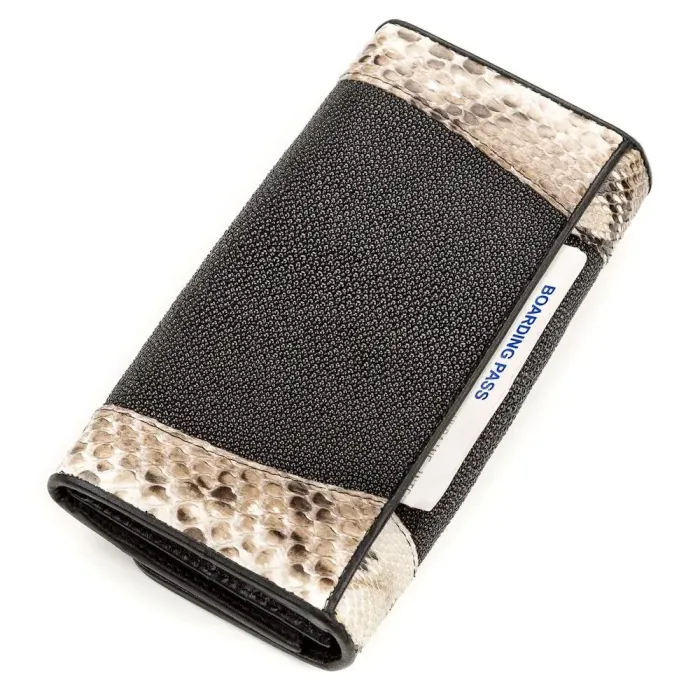 Гаманець жіночий STINGRAY LEATHER 18204 із натуральної шкіри морського ската Чорний