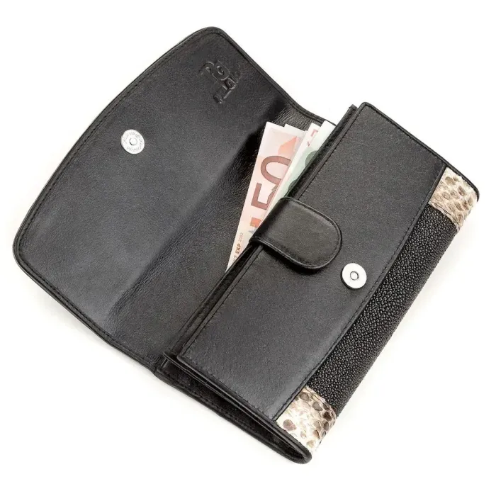 Гаманець жіночий STINGRAY LEATHER 18204 із натуральної шкіри морського ската Чорний