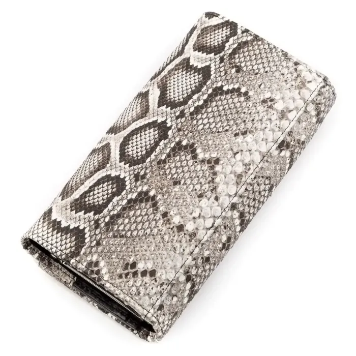 Гаманець жіночий SNAKE LEATHER 18211 із натуральної шкіри пітона Сірий