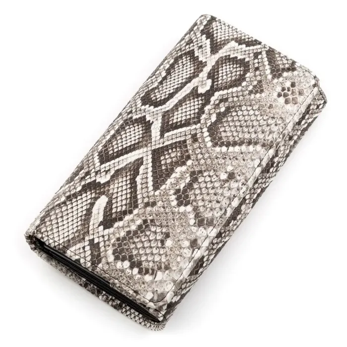Гаманець жіночий SNAKE LEATHER 18211 із натуральної шкіри пітона Сірий