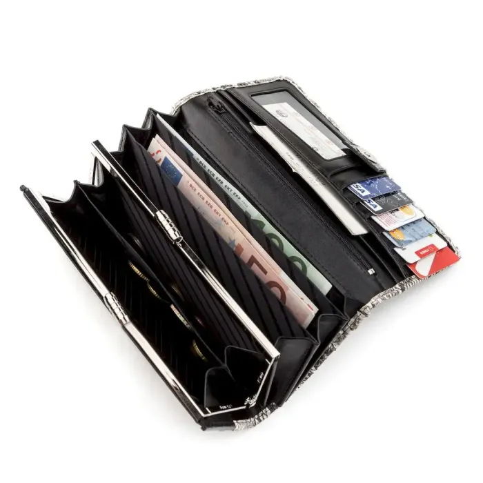 Гаманець жіночий SNAKE LEATHER 18211 із натуральної шкіри пітона Сірий