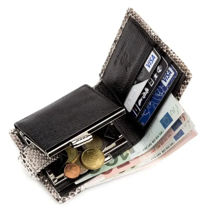 Гаманець SNAKE LEATHER 18213 із натуральної шкіри пітона Сірий