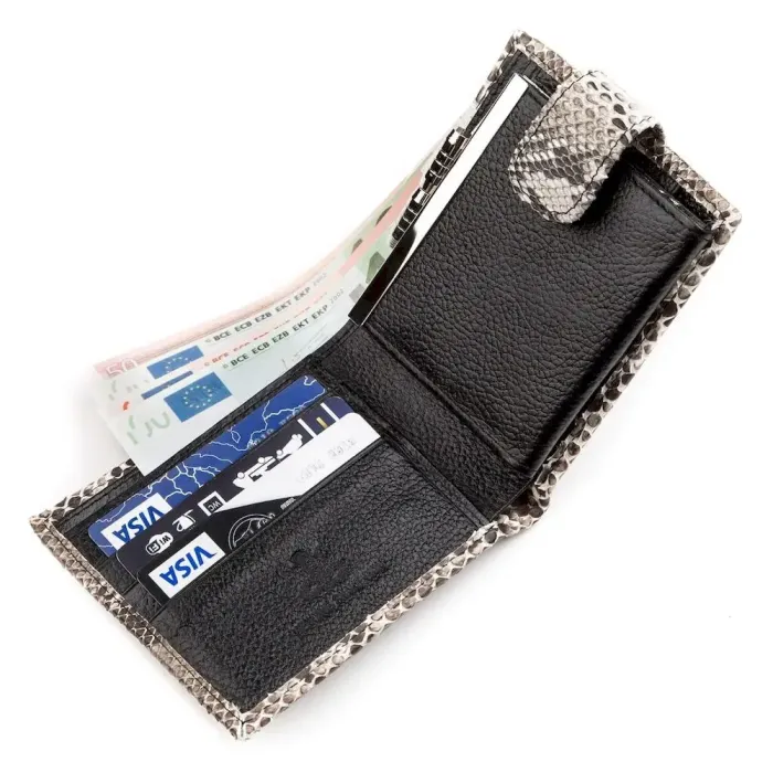 Гаманець SNAKE LEATHER 18213 із натуральної шкіри пітона Сірий