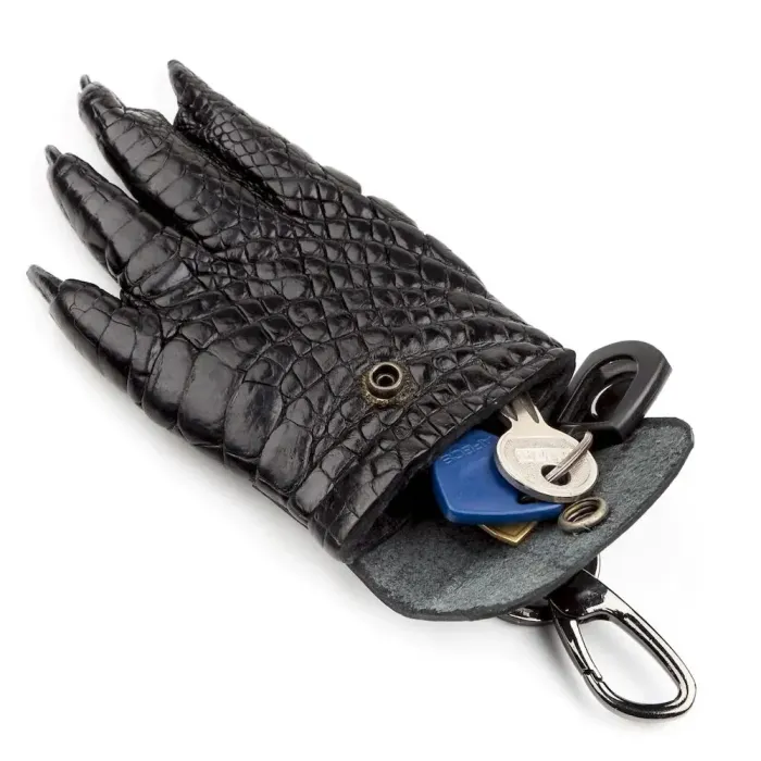Брелок CROCODILE LEATHER 18228 із натуральної шкіри крокодила Чорний