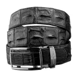 Ремінь-автомат CROCODILE LEATHER 18236 із натуральної шкіри крокодила (каймана) Чорний