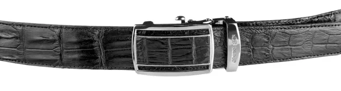 Ремінь-автомат CROCODILE LEATHER 18236 із натуральної шкіри крокодила (каймана) Чорний