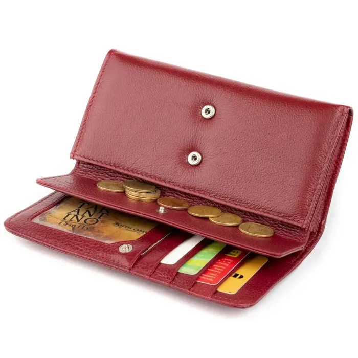 Гаманець шкіряний у дві додавання жіночий ST Leather 19288 Бордовий