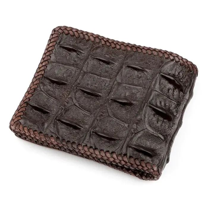 Портмоне CROCODILE LEATHER 18237 из натуральной кожи крокодила Коричневое