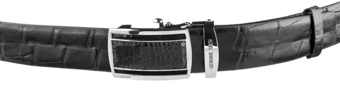 Ремінь-автомат CROCODILE LEATHER 18239 із натуральної шкіри крокодила Чорний