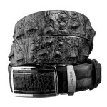 Ремінь-автомат CROCODILE LEATHER 18239 із натуральної шкіри крокодила Чорний