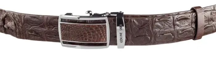 Ремінь-автомат CROCODILE LEATHER 18240 з натуральної шкіри крокодила Коричневий