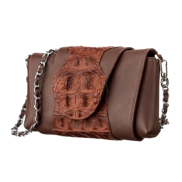 Клатч CROCODILE LEATHER 18245 із натуральної шкіри крокодила Коричневий