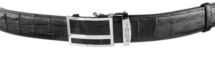 Ремінь-автомат CROCODILE LEATHER 18247 із натуральної шкіри крокодила Чорний