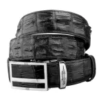 Ремінь-автомат CROCODILE LEATHER 18247 із натуральної шкіри крокодила Чорний