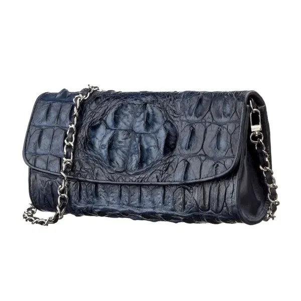 Сумка клатч CROCODILE LEATHER 18248 із натуральної шкіри крокодила Синя