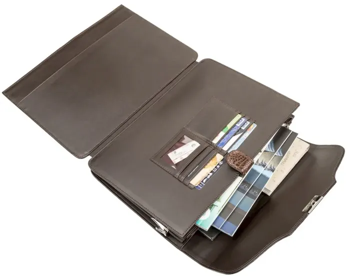 Портфель чоловічий CROCODILE LEATHER 18261 з натуральної шкіри крокодила Коричневий