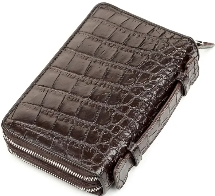 Клатч CROCODILE LEATHER 18264 з натуральної шкіри крокодила Коричневий