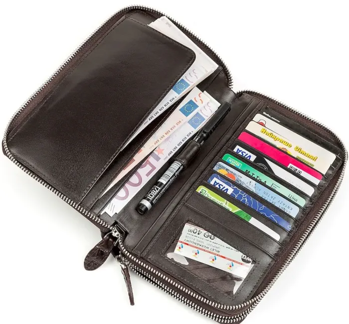 Клатч CROCODILE LEATHER 18264 з натуральної шкіри крокодила Коричневий