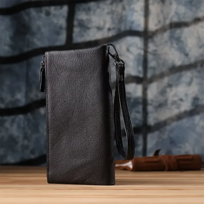 Практичний шкіряний гаманець на три відділення ST Leather 23111 Чорний