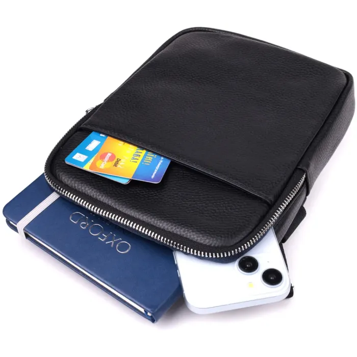 Цікава плечова сумка для чоловіків з натуральної шкіри Vintage 15100 Чорний