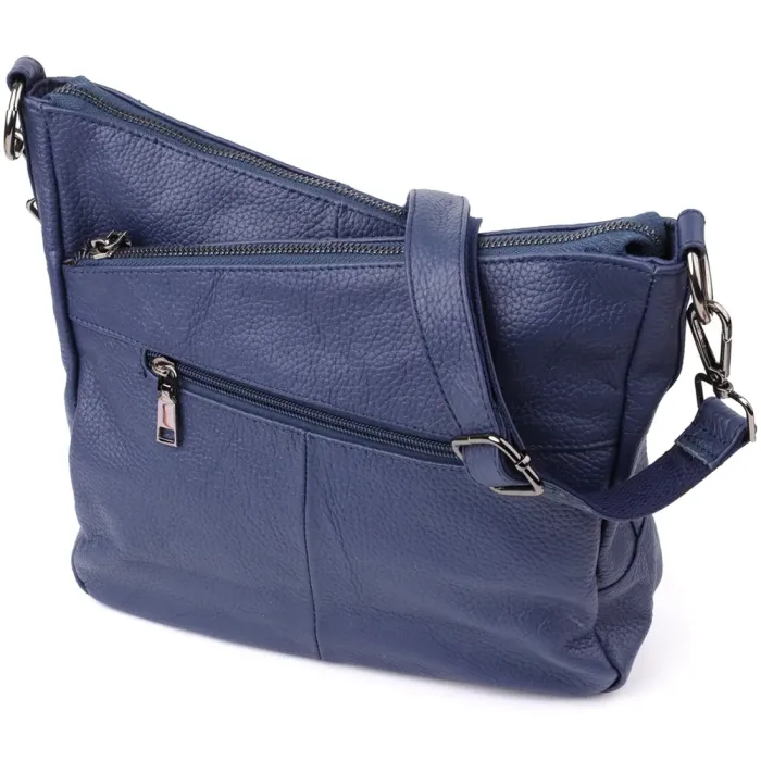 Сумка для жінок на два відділення з натуральної шкіри Vintage 23013 Синій