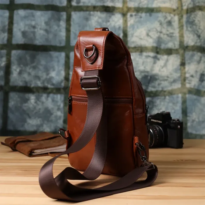 Зручна чоловіча сумка через плече з натуральної шкіри Vintage 23049 Рудий