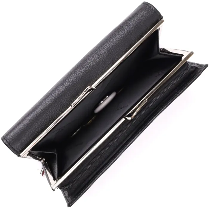 Функціональний жіночий гаманець на магнітах із натуральної шкіри ST Leather 23112 Чорний