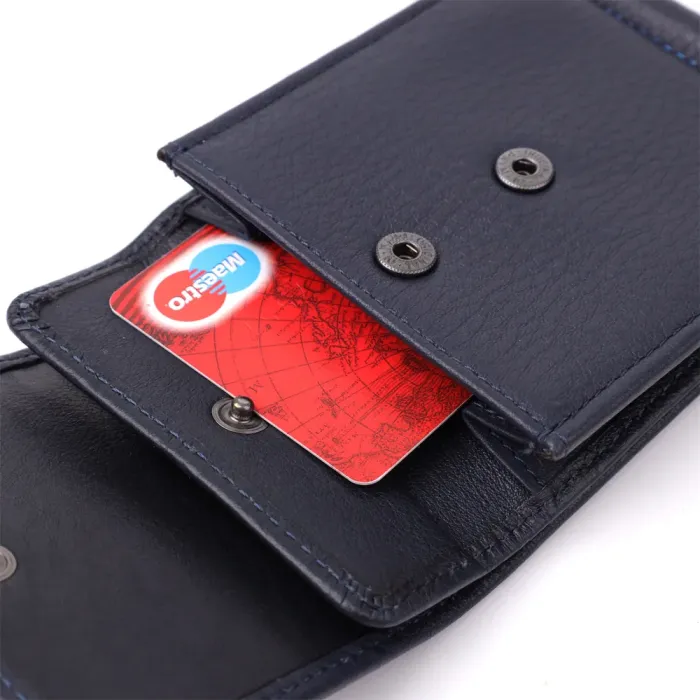 Вертикальний чоловічий затискач із зернистої натуральної шкіри Tony Perotti 20862_1 (3595 navy) Синій