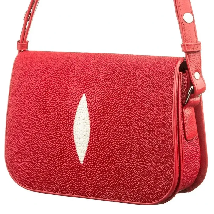 Сумка жіноча STINGRAY LEATHER 18500 із натуральної шкіри морського ската Червона