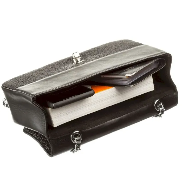 Сумка жіноча STINGRAY LEATHER 18501 із натуральної шкіри морського скату Чорна