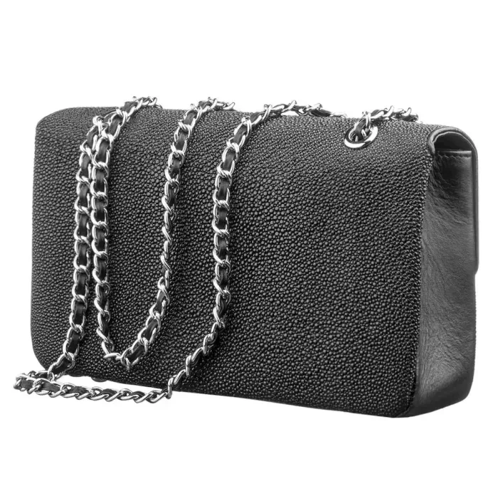Сумка жіноча STINGRAY LEATHER 18501 із натуральної шкіри морського скату Чорна