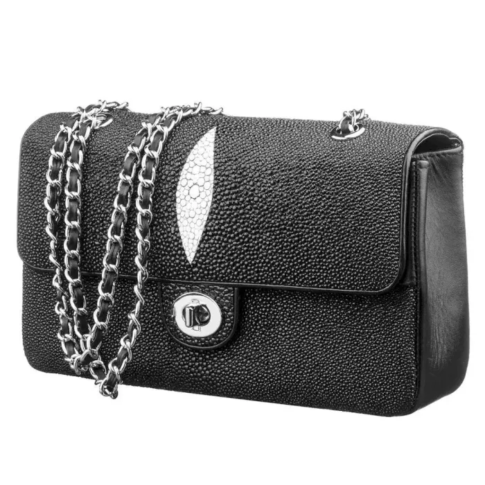 Сумка жіноча STINGRAY LEATHER 18501 із натуральної шкіри морського скату Чорна