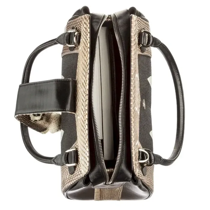 Сумка жіноча STINGRAY LEATHER 18502 із натуральної шкіри морського скату зі вставками зі шкіри пітона Чорна