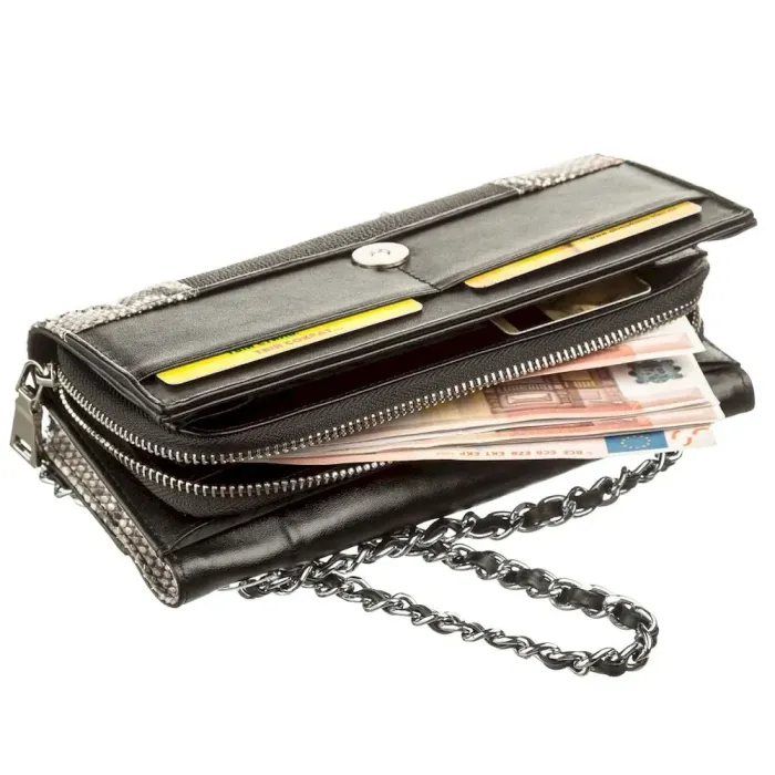 Жіночий клатч STINGRAY LEATHER 18504 з натуральної шкіри морського ската зі вставками зі шкіри пітона Чорний