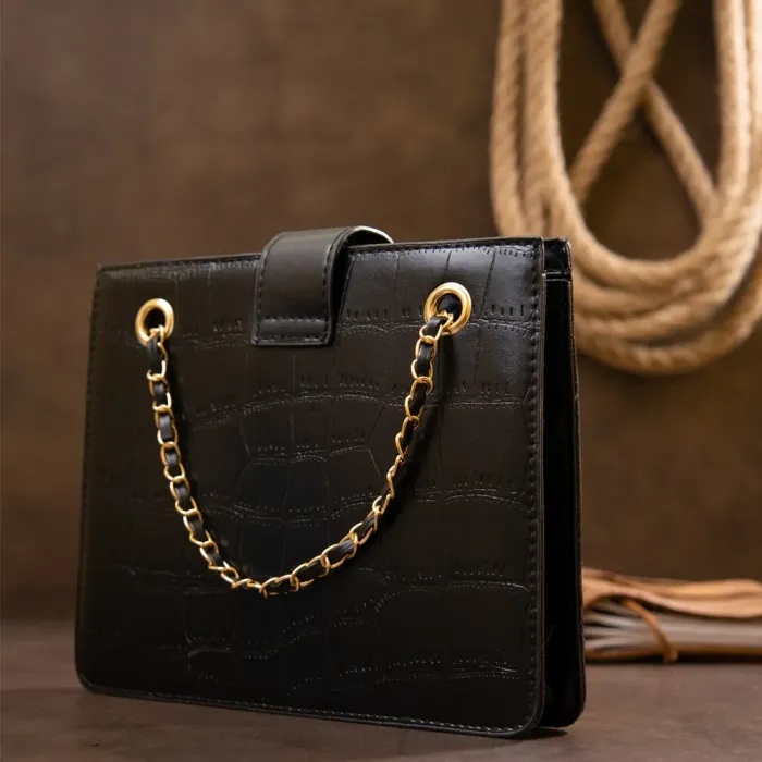 Сумка зі шкірозамінника з тисненням Vintage 14943 Чорна