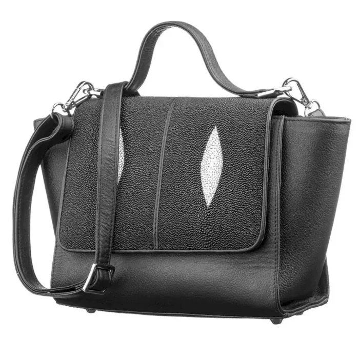 Сумка жіноча STINGRAY LEATHER 18506 із натуральної шкіри морського скату Чорна